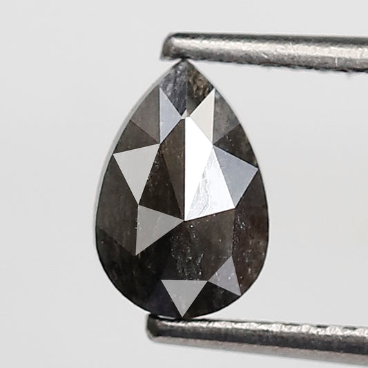 0.63 Ct 7 MM Pear Shape Salt and Pepper Diamond Natural Loose Grey Black Color Diamond