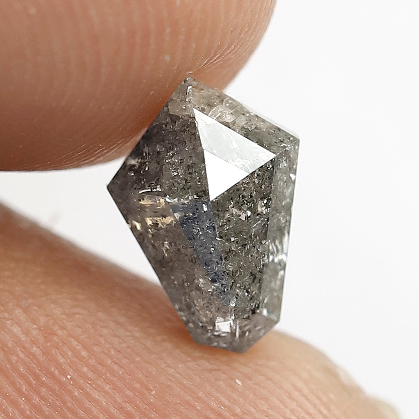 1.56 CT Geometric shape Grey Black Color Natural Loose 9.50 MM salt and pepper Diamond
