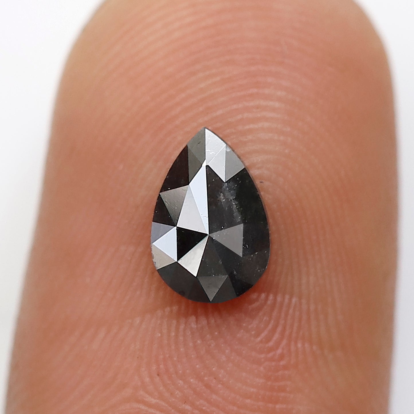 0.63 Ct 7 MM Pear Shape Salt and Pepper Diamond Natural Loose Grey Black Color Diamond
