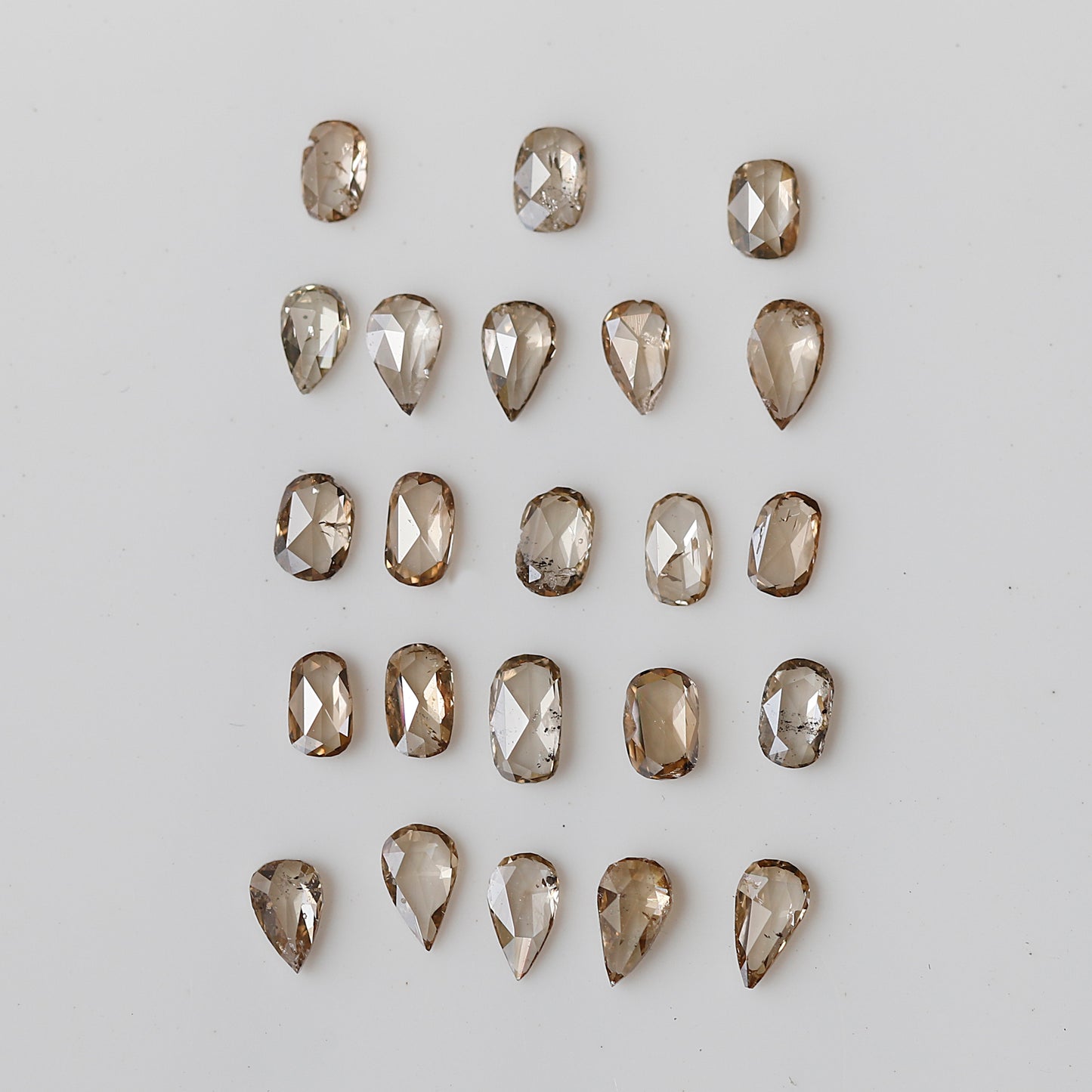 1.08 Ct Oval & Pear Rose Cut Diamond Lot, Light Champagne Natural Loose Diamonds 3.00 x 2.00 mm for Jewelry