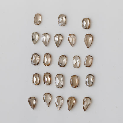 1.08 Ct Oval & Pear Rose Cut Diamond Lot, Light Champagne Natural Loose Diamonds 3.00 x 2.00 mm for Jewelry