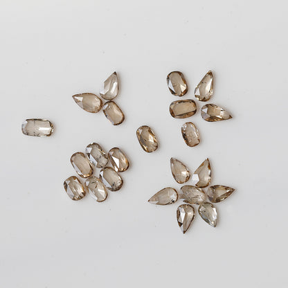 1.08 Ct Oval & Pear Rose Cut Diamond Lot, Light Champagne Natural Loose Diamonds 3.00 x 2.00 mm for Jewelry