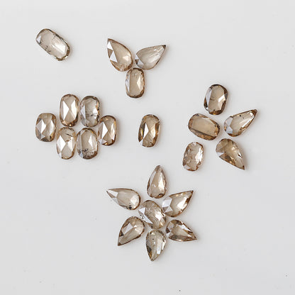 1.08 Ct Oval & Pear Rose Cut Diamond Lot, Light Champagne Natural Loose Diamonds 3.00 x 2.00 mm for Jewelry