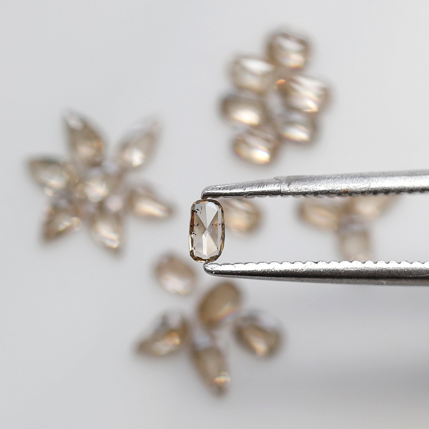 1.08 Ct Oval & Pear Rose Cut Diamond Lot, Light Champagne Natural Loose Diamonds 3.00 x 2.00 mm for Jewelry