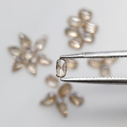 1.08 Ct Oval & Pear Rose Cut Diamond Lot, Light Champagne Natural Loose Diamonds 3.00 x 2.00 mm for Jewelry