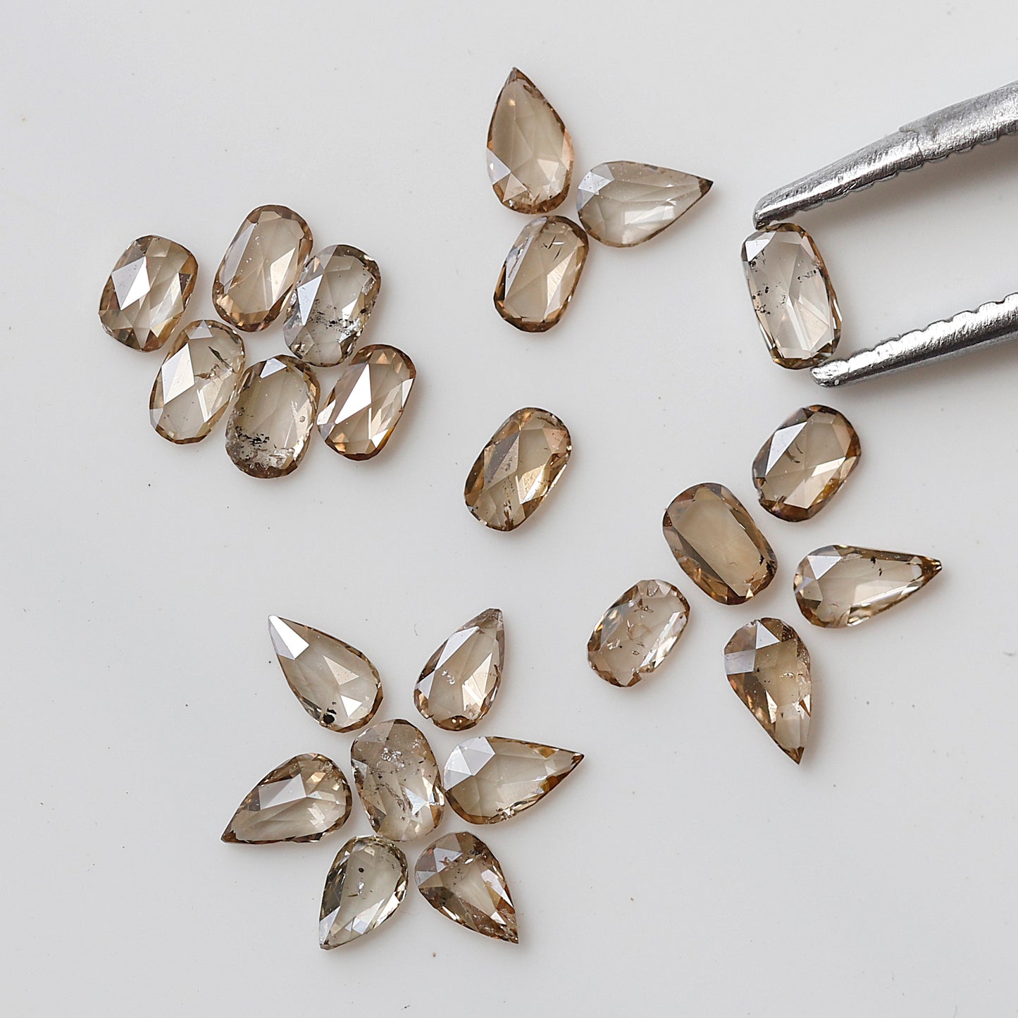 1.08 Ct Oval & Pear Rose Cut Diamond Lot, Light Champagne Natural Loose Diamonds 3.00 x 2.00 mm for Jewelry
