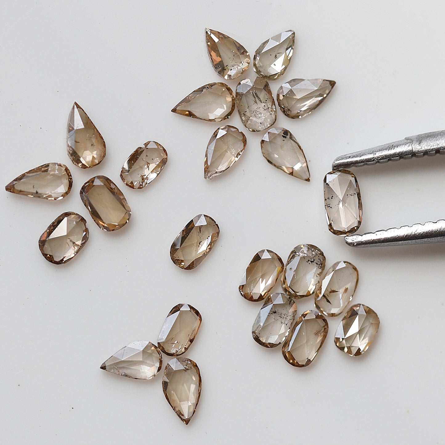 1.08 Ct Oval & Pear Rose Cut Diamond Lot, Light Champagne Natural Loose Diamonds 3.00 x 2.00 mm for Jewelry