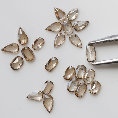 1.08 Ct Oval & Pear Rose Cut Diamond Lot, Light Champagne Natural Loose Diamonds 3.00 x 2.00 mm for Jewelry
