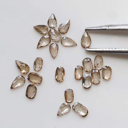 1.08 Ct Oval & Pear Rose Cut Diamond Lot, Light Champagne Natural Loose Diamonds 3.00 x 2.00 mm for Jewelry