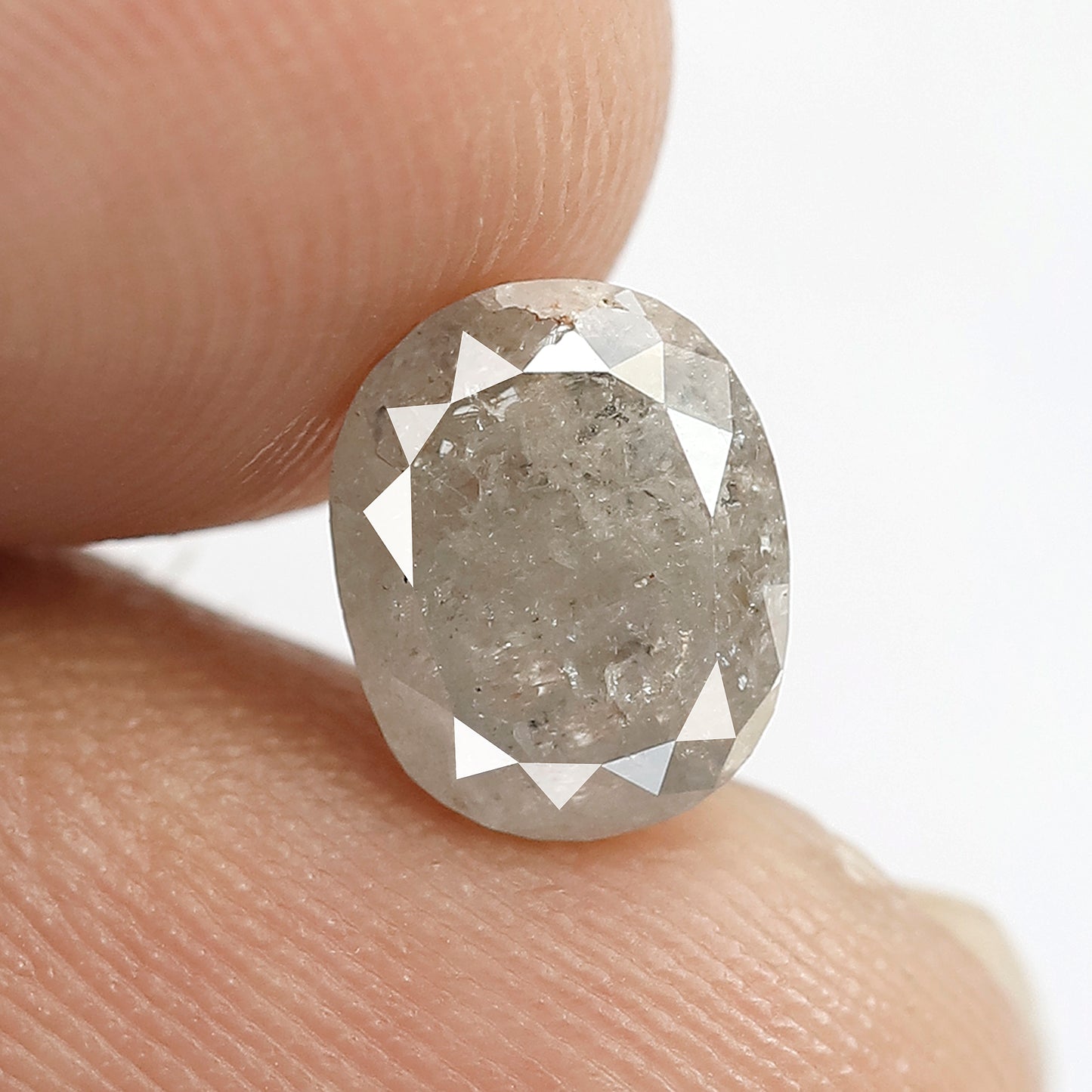 2.05 CT Oval shape Grey color Conflict free 8.10 MM Natural loose Salt and pepper diamond