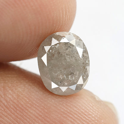2.05 CT Oval shape Grey color Conflict free 8.10 MM Natural loose Salt and pepper diamond