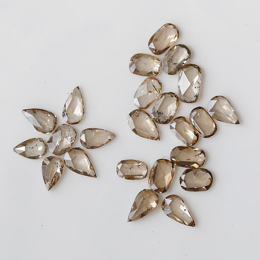 1.08 Ct Oval & Pear Rose Cut Diamond Lot, Light Champagne Natural Loose Diamonds 3.00 x 2.00 mm for Jewelry