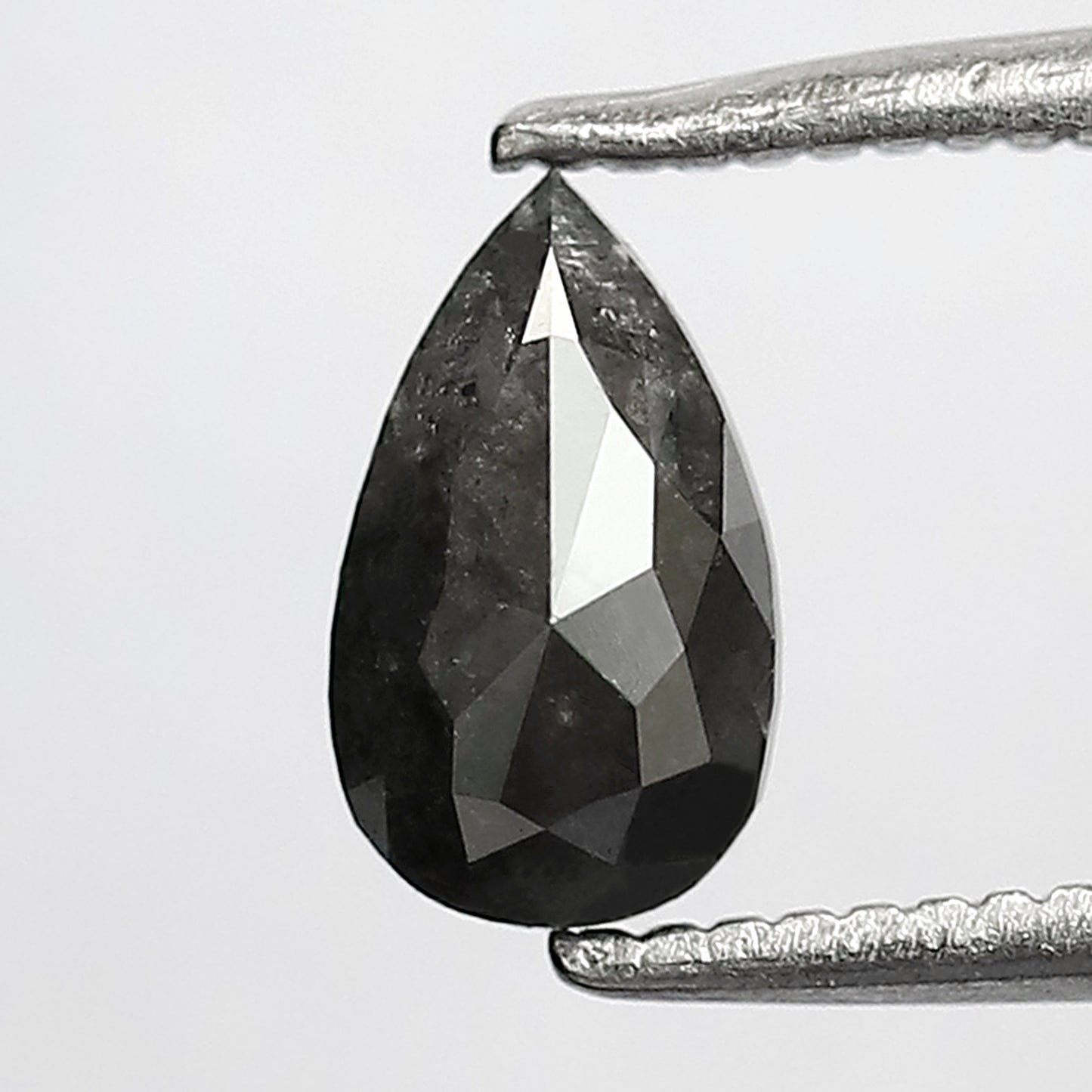 0.70 ct natural black elongated pear shape salt and pepper loose diamond , antique shape rustic pear diamond for halo diamond ring