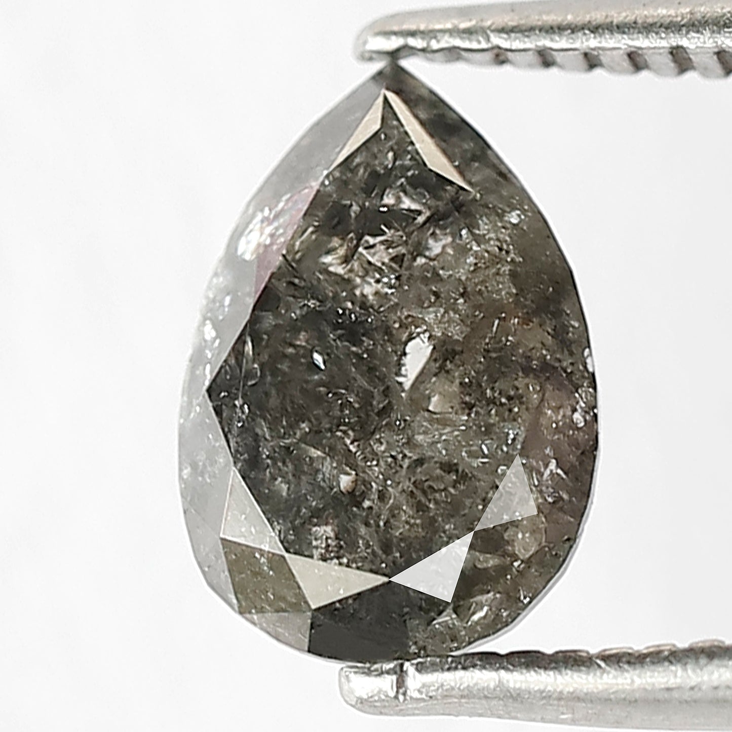 1.42 CT Pear shape grey black color 8.50 mm salt and pepper diamond