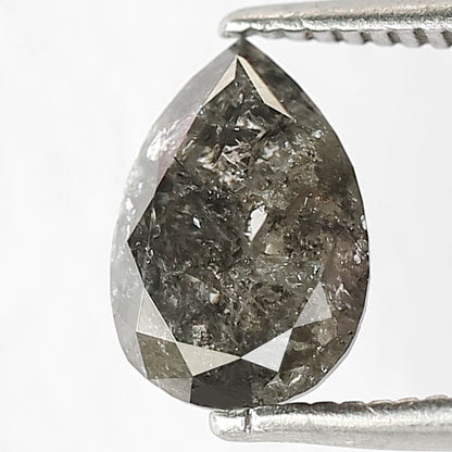 1.42 CT Pear shape grey black color 8.50 mm salt and pepper diamond