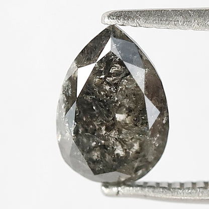 1.42 CT Pear shape grey black color 8.50 mm salt and pepper diamond