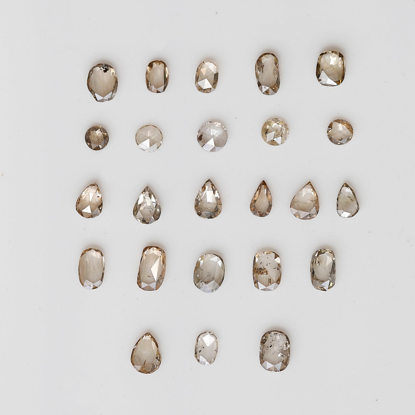 Oval, Pear and Round Mix Rose Cut Diamond Lot 0.76 Ct, Light Champagne Natural Loose Diamonds for Jewelry Making
