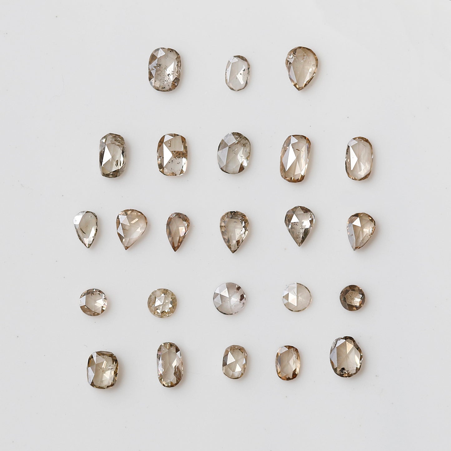 Oval, Pear and Round Mix Rose Cut Diamond Lot 0.76 Ct, Light Champagne Natural Loose Diamonds for Jewelry Making