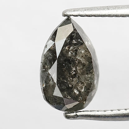 1.42 CT Pear shape grey black color 8.50 mm salt and pepper diamond