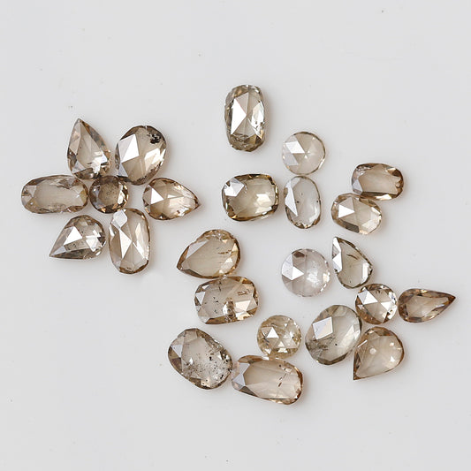 Oval, Pear and Round Mix Rose Cut Diamond Lot 0.76 Ct, Light Champagne Natural Loose Diamonds for Jewelry Making