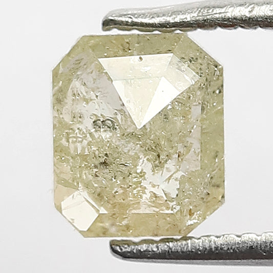 1.08 CT Emerald Cut Rustic Diamond, 6 MM Natural Light Yellow Loose Stone for Wedding Ring