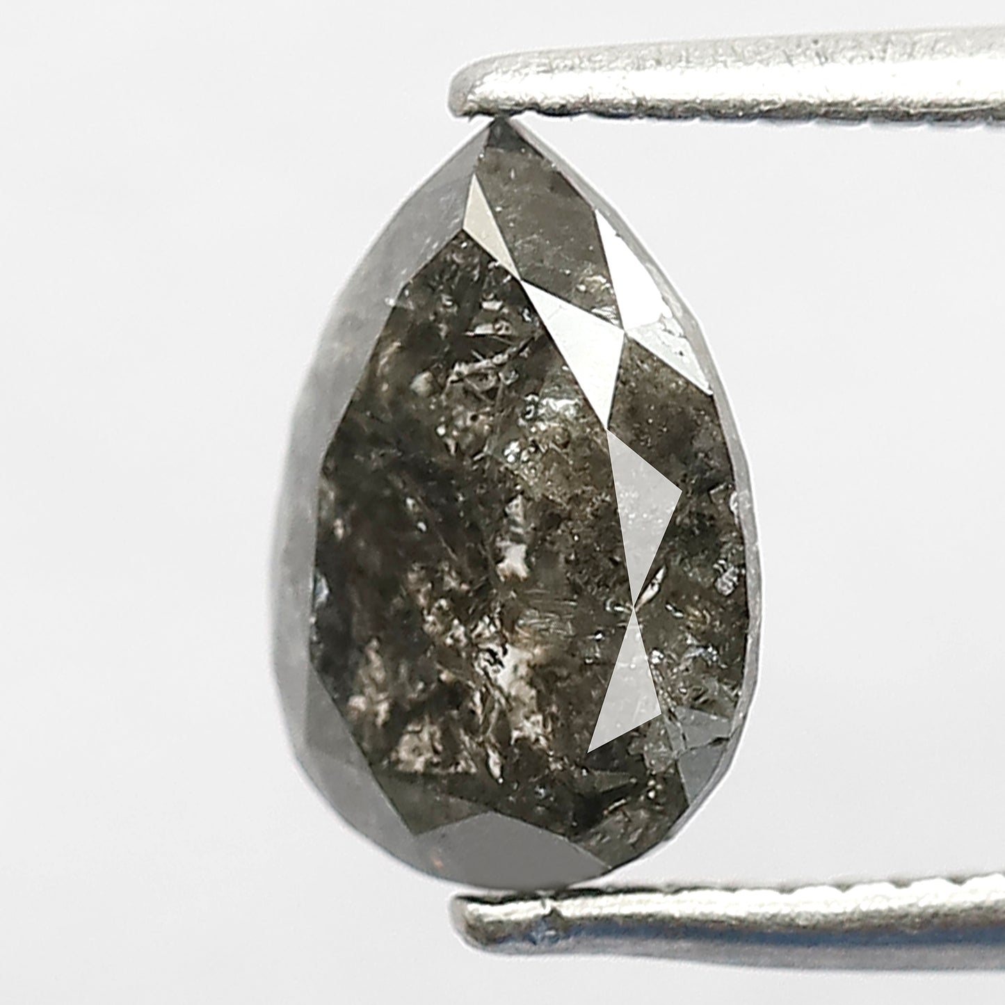 1.42 CT Pear shape grey black color 8.50 mm salt and pepper diamond