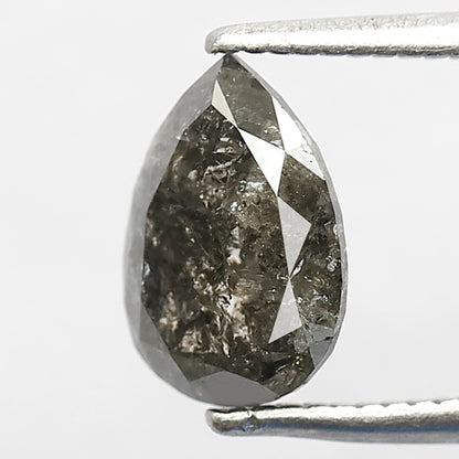 1.42 CT Pear shape grey black color 8.50 mm salt and pepper diamond