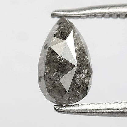 1.01 ct 7 MM  Natural opaque pear diamond loose, Dark Black grey color faceted Bridal Jewelry