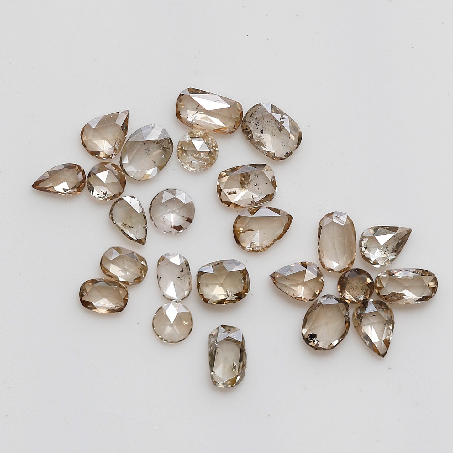 Oval, Pear and Round Mix Rose Cut Diamond Lot 0.76 Ct, Light Champagne Natural Loose Diamonds for Jewelry Making