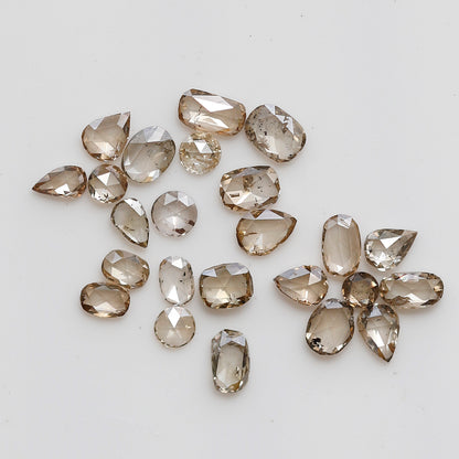 Oval, Pear and Round Mix Rose Cut Diamond Lot 0.76 Ct, Light Champagne Natural Loose Diamonds for Jewelry Making