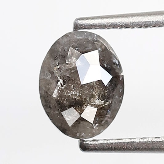 0.70 Ct 6 MM Oval Shape Salt and Pepper Diamond Natural Loose Grey Black Color Diamond