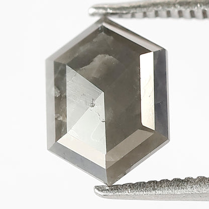 1.16 CT Hexagon shape grey black color 9.30 MM natural loose salt and pepper diamond