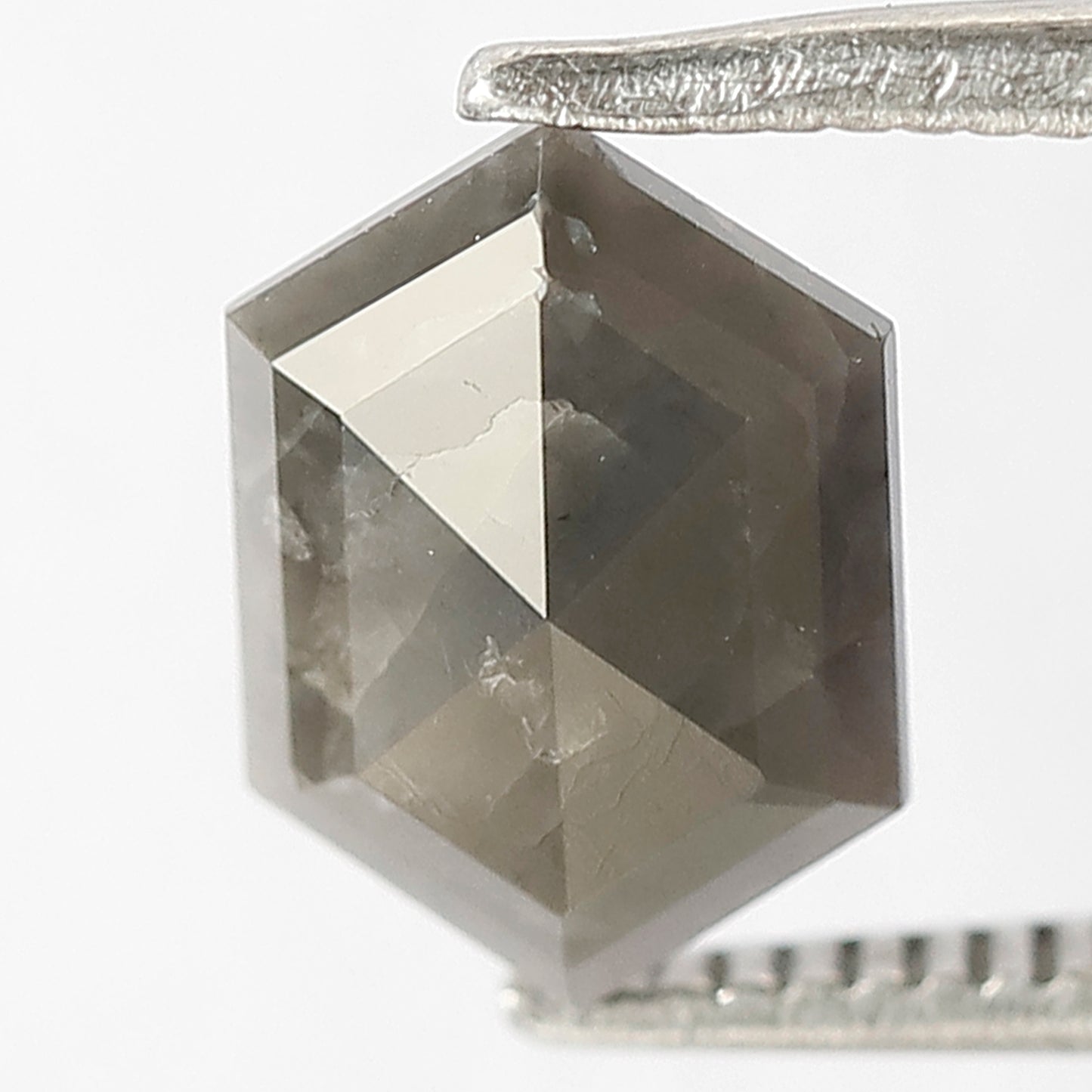 1.16 CT Hexagon shape grey black color 9.30 MM natural loose salt and pepper diamond