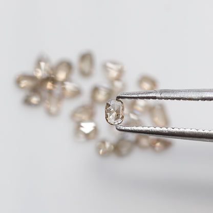 Oval, Pear and Round Mix Rose Cut Diamond Lot 0.76 Ct, Light Champagne Natural Loose Diamonds for Jewelry Making