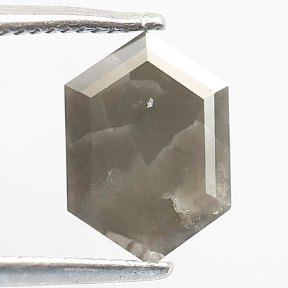 1.16 CT Hexagon shape grey black color 9.30 MM natural loose salt and pepper diamond