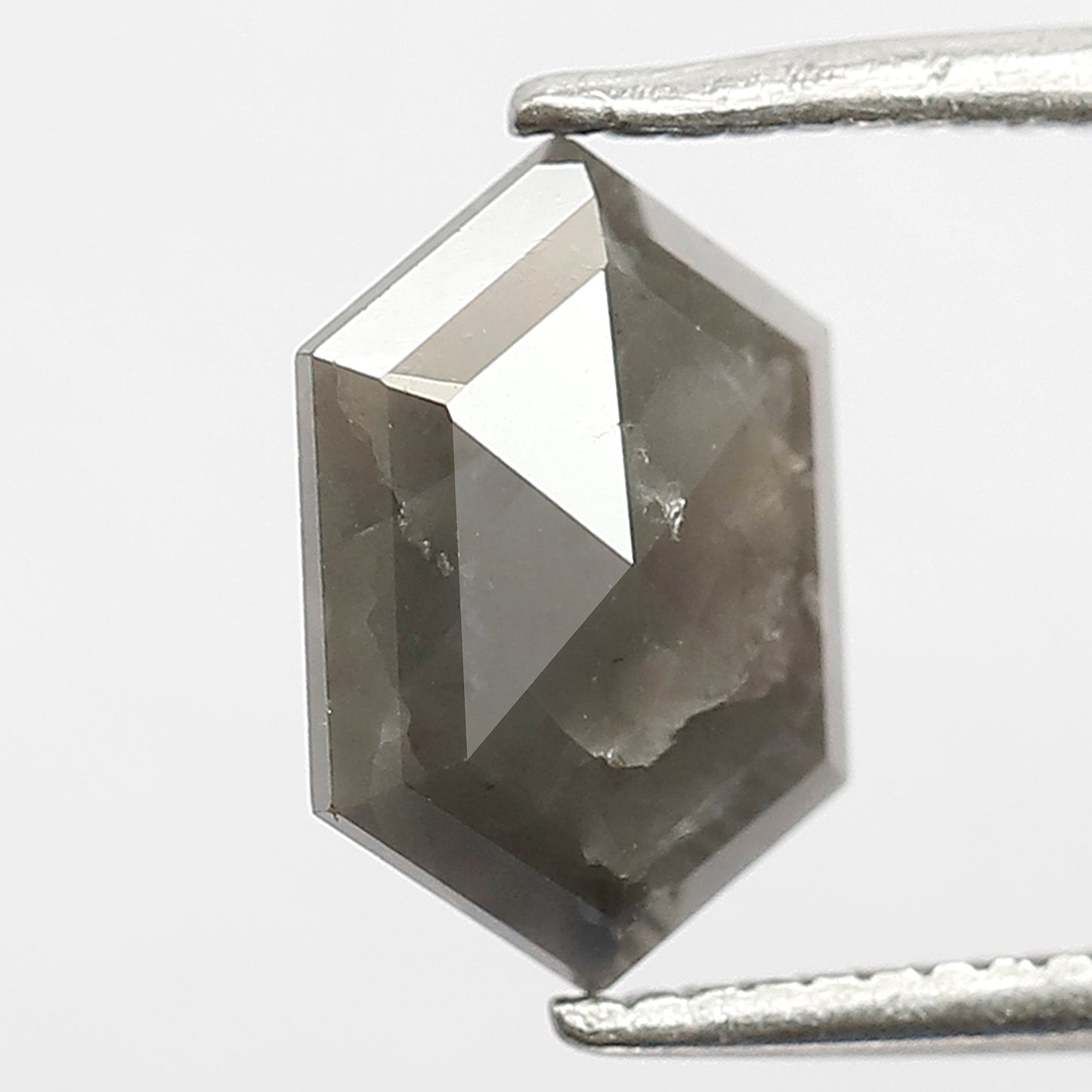 1.16 CT Hexagon shape grey black color 9.30 MM natural loose salt and pepper diamond