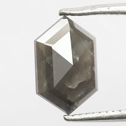 1.16 CT Hexagon shape grey black color 9.30 MM natural loose salt and pepper diamond