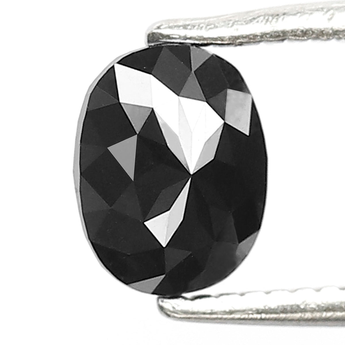 0.87 CT Oval Shape Heated Black Color 6 MM Loose Diamond For Pendant
