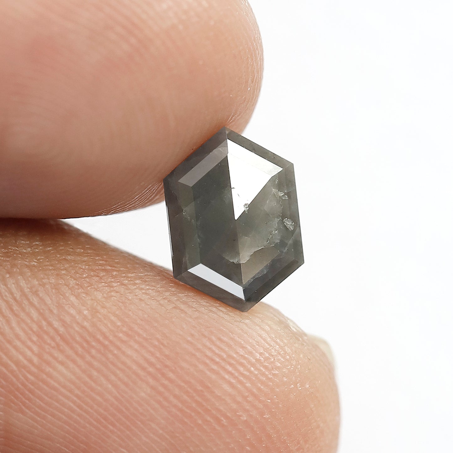 1.16 CT Hexagon shape grey black color 9.30 MM natural loose salt and pepper diamond