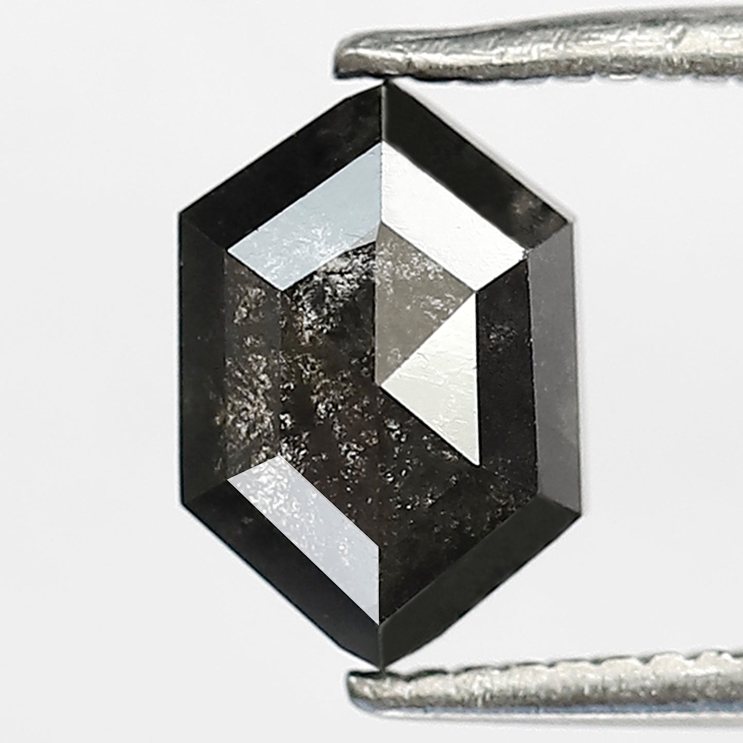 1.37 CT Hexagon shape Natural loose Grey black color 8 MM Salt and pepper diamond