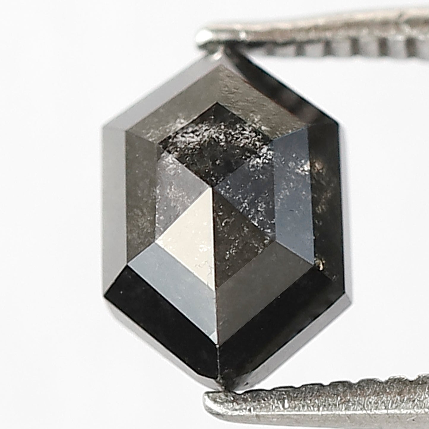 1.37 CT Hexagon shape Natural loose Grey black color 8 MM Salt and pepper diamond