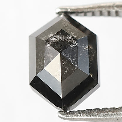 1.37 CT Hexagon shape Natural loose Grey black color 8 MM Salt and pepper diamond