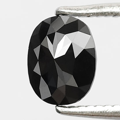 0.87 CT Oval Shape Heated Black Color 6 MM Loose Diamond For Pendant