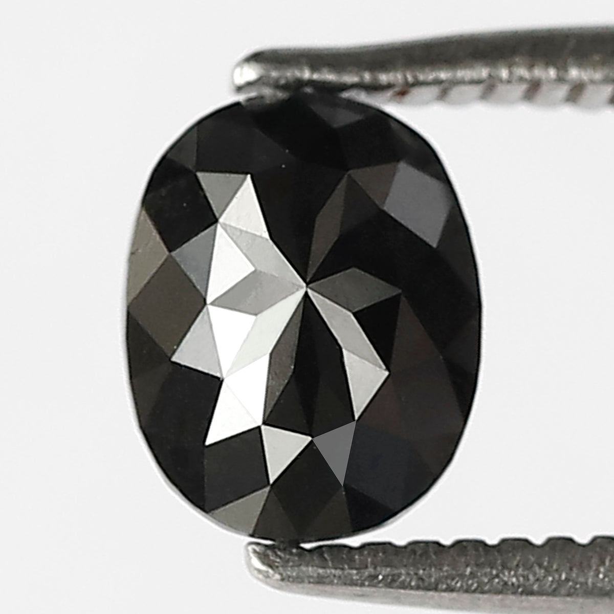 0.87 CT Oval Shape Heated Black Color 6 MM Loose Diamond For Pendant