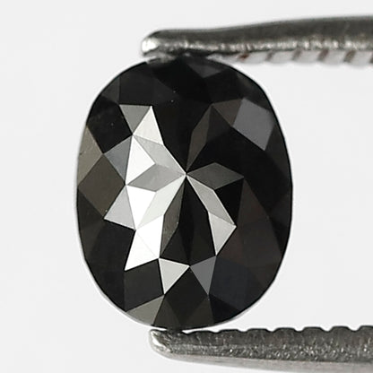0.87 CT Oval Shape Heated Black Color 6 MM Loose Diamond For Pendant