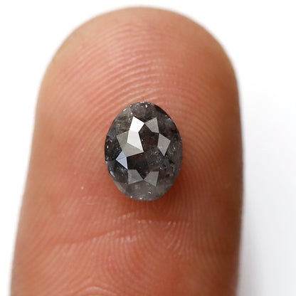 0.70 Ct 6 MM Oval Shape Salt and Pepper Diamond Natural Loose Grey Black Color Diamond
