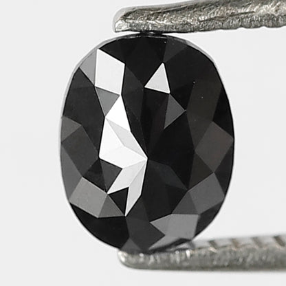 0.87 CT Oval Shape Heated Black Color 6 MM Loose Diamond For Pendant
