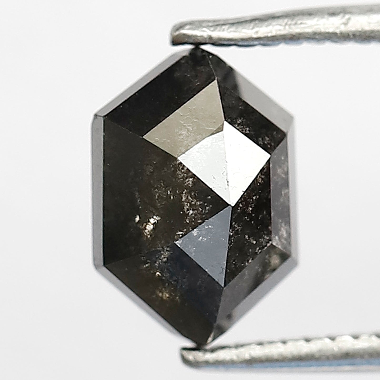 1.37 CT Hexagon shape Natural loose Grey black color 8 MM Salt and pepper diamond