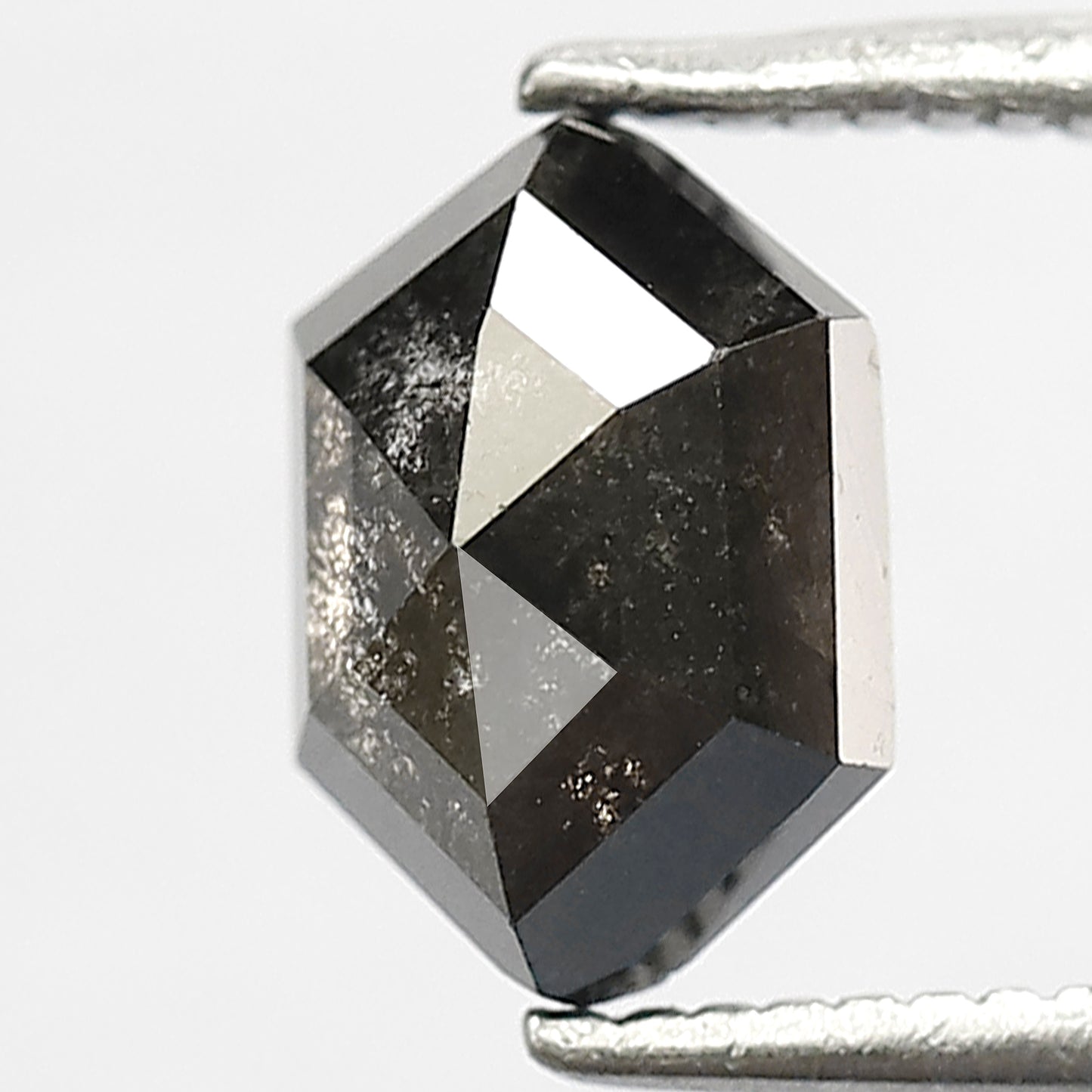 1.37 CT Hexagon shape Natural loose Grey black color 8 MM Salt and pepper diamond