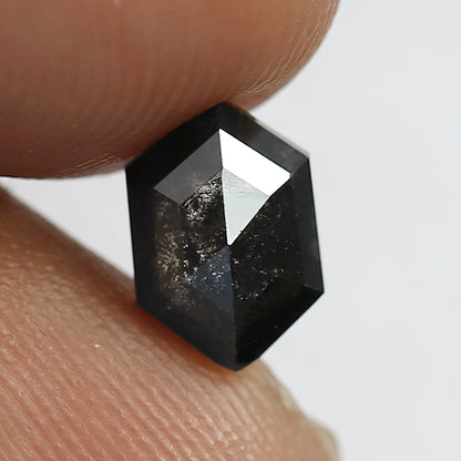 1.37 CT Hexagon shape Natural loose Grey black color 8 MM Salt and pepper diamond